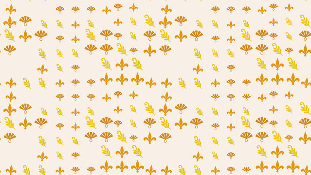 Seamless pattern with fleur-de-lis and fan motifs