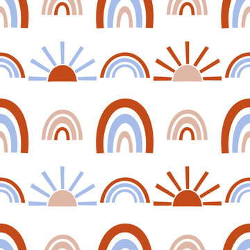Bohemian Sun and Rainbow Pattern Tile