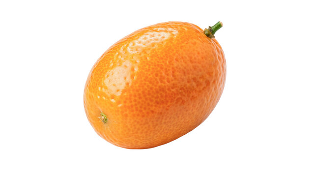 Single fresh orange kumquat citrus fruit whole healthy organic snack, isolated on transparent background.