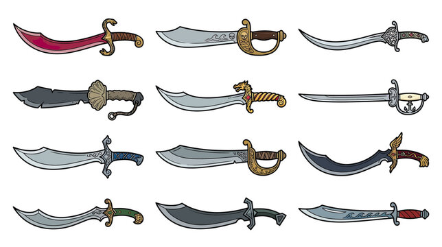 Collection of Diverse Historical Swords and Cutlasses