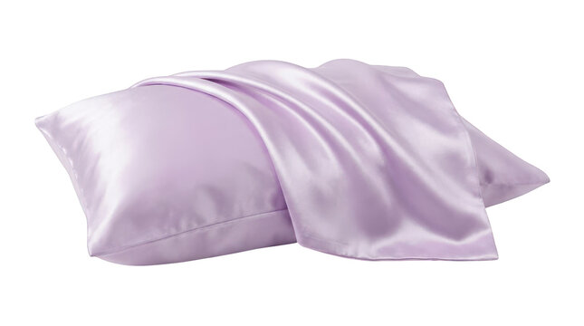 Luxury light purple silk pillowcase isolated on transparent background