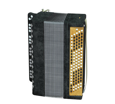 accordion isolated on transparent background, 3D rendered