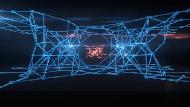 サイバースペースの量子導波路グリッドに極限接近するCG背景動画
