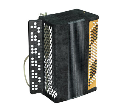 accordion isolated on transparent background, 3D rendered