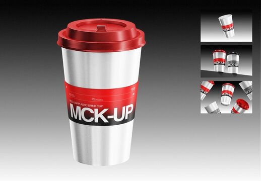 Regular Plastic Drink Cup Label Mockup