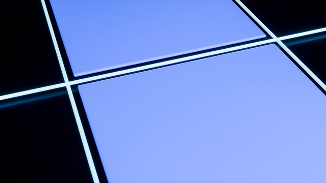 Blue glowing digital tiles with geometric square pattern