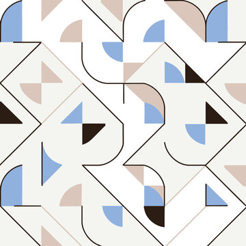 Minimalist Geometric Line Art Seamless Pattern