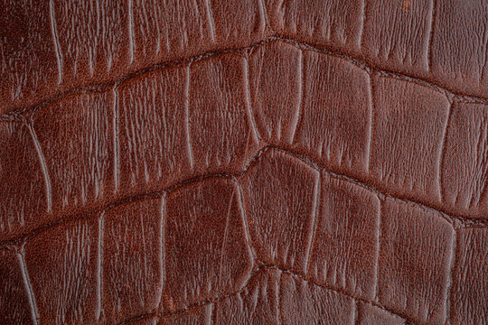 Dark leather texture close up, reptile skin surface with worn matte pattern background