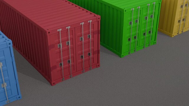 Animation of shipping 3D container. Transportation, shipping, import, export. Full HD. 4K