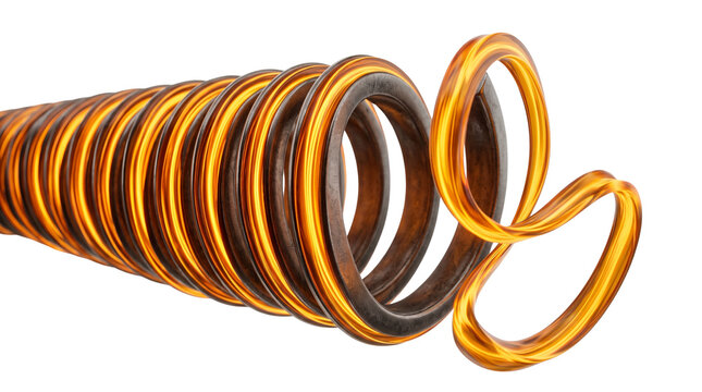 Industrial amber flexible spiral hose, translucent suction tubing, reinforced plastic coil pipe for fluid transport and ventilation