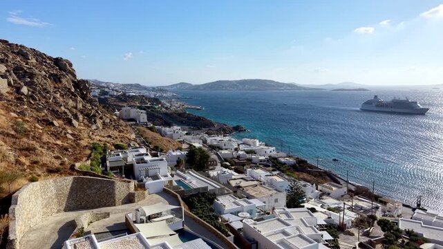 aerial pullout from mykonos greece