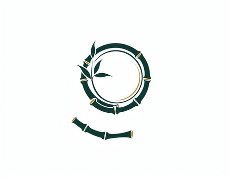 Bamboo stalks form a circular motif with leaves. Green hues suggest natural, eco-friendly themes. Simple design ideal for wellness or sustainable branding. Minimalist style appeals to modern audiences