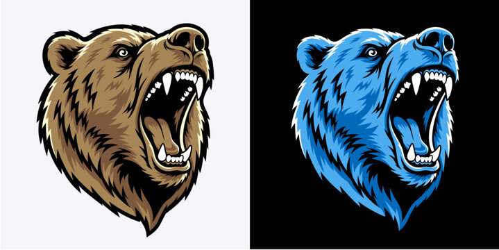 Vector illustration of a roaring bear head
