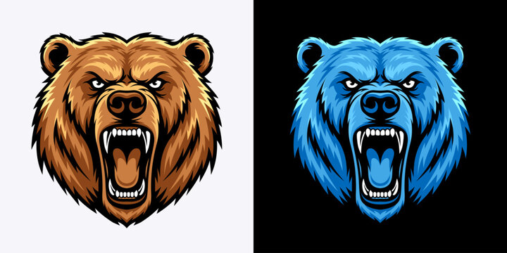 Vector illustration of a roaring bear head