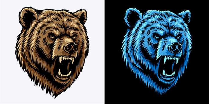 Vector illustration of a roaring bear head
