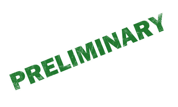 Green preliminary rubber stamp text isolated on transparent background for business document marking