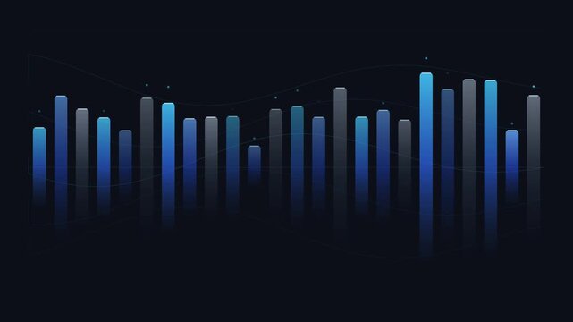 Modern data visualization bar chart with fluctuating trends