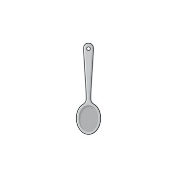 Minimalist grey metal spoon flat vector illustration isolated on white background for kitchen design