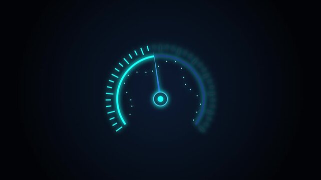 Neon digital speedometer gauge hud animation for performance and data analytics tachometer heads-up display
