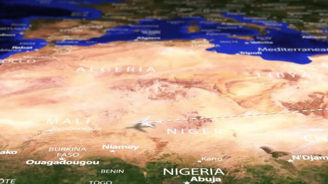 Flight From Riyadh SAUDI ARABIA to Dakar SENEGAL with flag pins