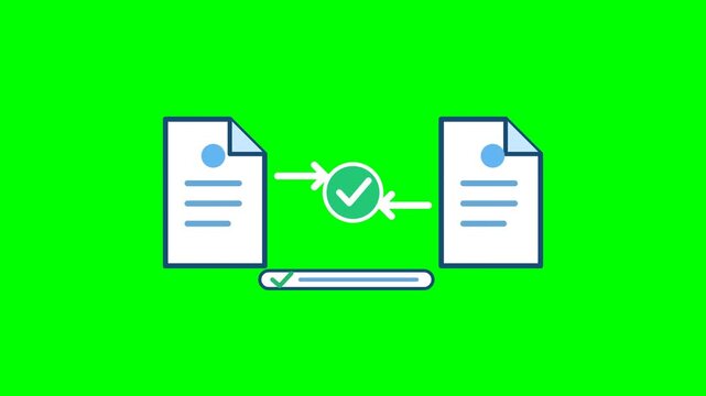File Conflict Resolution Motion Graphics, Cloud Document Synchronization Error and Duplicate File Version Management
