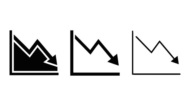 Vector illustration of set of downward trend icons on a transparent background