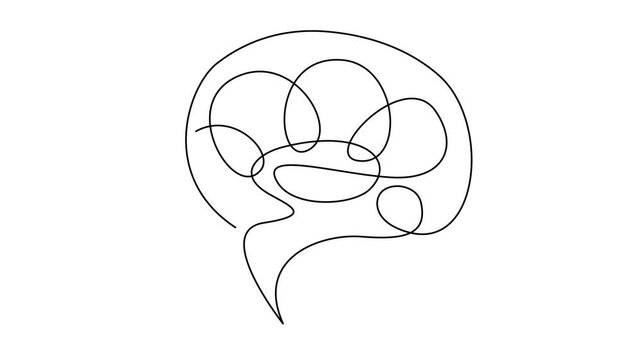 Animated Continuous Line Drawing Brain Illustration