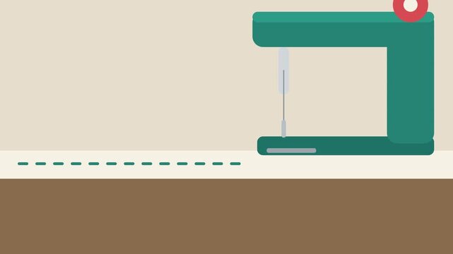Sewing machine stitching a seam, looping background