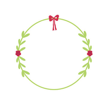 Green Leaves and Red Flowers Form a Delicate Wreath