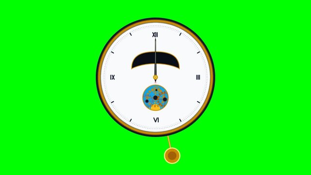 Animated Wall Clock with Internal Rotating Gears and Swinging Pendulum