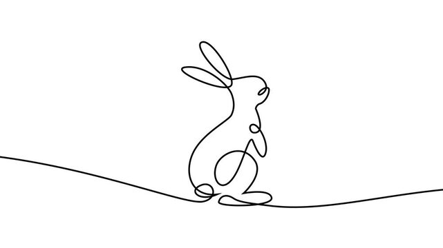 Minimalist One Line Art Drawing Animation of Rabbits