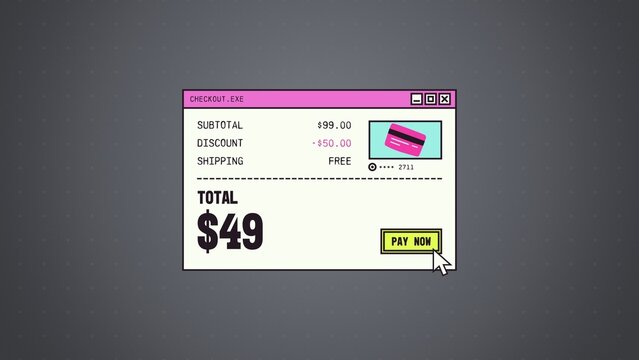 System Window Sales Titles / Retro Colorful Checkout and Payment Card for Shopping Promos, Retail Ads and Social Media / Horizontal / Part 07