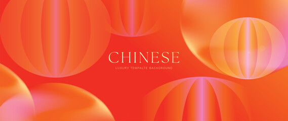 Plakat Chinese Celebration Red Vector Background With Rounded Lantern Inspired Forms and Vibrant Orange Pink Gradients