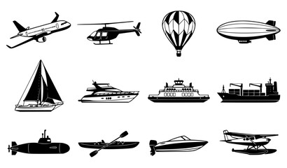 Air and Water Transport Icons © Rupali