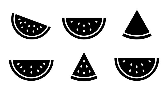 Watermelon slices silhouettes set with seeds for summer refreshment logo