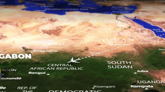 Flight From Riyadh SAUDI ARABIA to Libreville GABON with flag pins