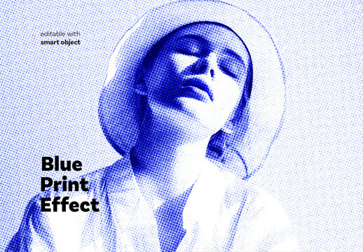 Blue Print Photo Effect