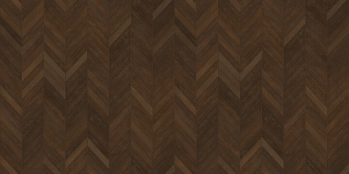 Dark Brown Wood Parquet Background with Chevron Herringbone Pattern Texture for Interior Design Flooring and Wall Surfaces.