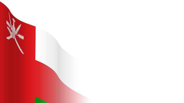 Vector waving Flag of the Sultanate of Oman. Waving Oman flag with empty, blank, copy space on transparent background. Design element for presentation, banner, advertisement, web. Place for text