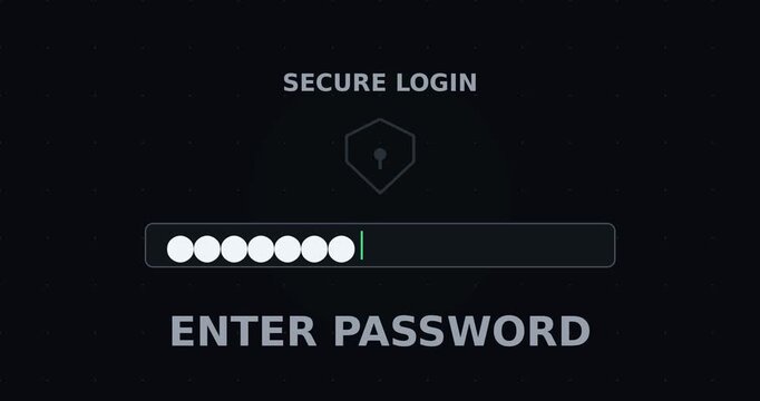 Secure password entry animation with typing effect and access granted in 2K