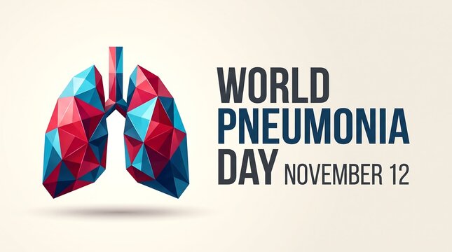 Low poly geometric lungs banner for World Pneumonia Day