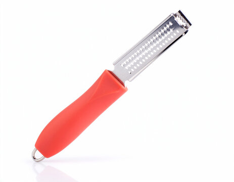 Modern citrus zester with red handle for grating lemon and lime peel