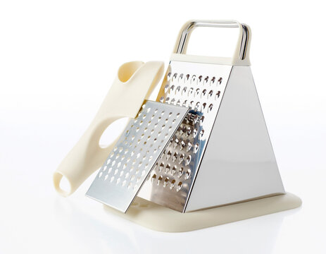 Modern stainless steel cheese grater with detachable blade and