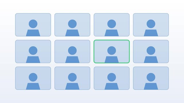 A grid of call tiles with the speaker changing, loop