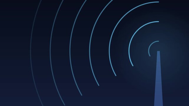 Signal arcs radiating from a mast, seamless looping backdrop