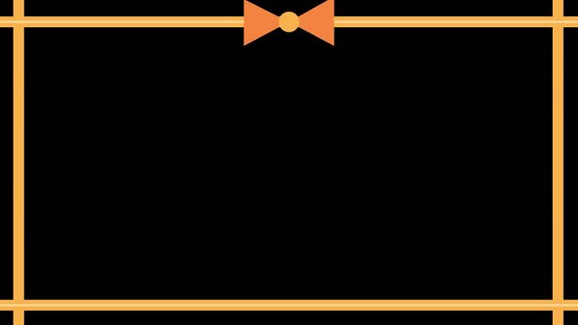 Seamless 4K looping overlay: ribbon frame overlay trembling band, in orange and amber on a pure black background. Drop it on your footage and set the layer to screen or add blend mode to knock out the