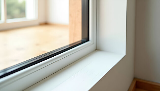 A modern window frame with a visible rubber weather seal, illustrating air leakage prevention and improved residential energy efficiency