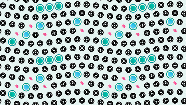 Geometric pattern of circles with dots and solid rings