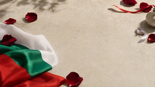 Bulgaria National Day celebration background with national flag colors festive decorative elements