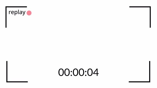 Replay text button animation for video camera and camcorder recordings, animated rewind or repeat icon, VHS Replay Overlay, Video camera replay screen animation overlay with alpha channel in 4k